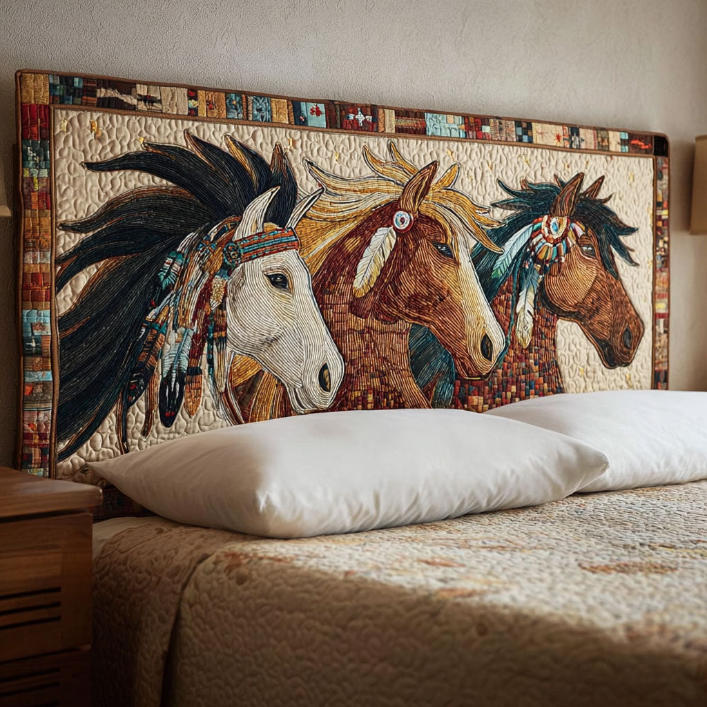 Tribal Stallions CW2912037CL Quilted Headboard Slipcover