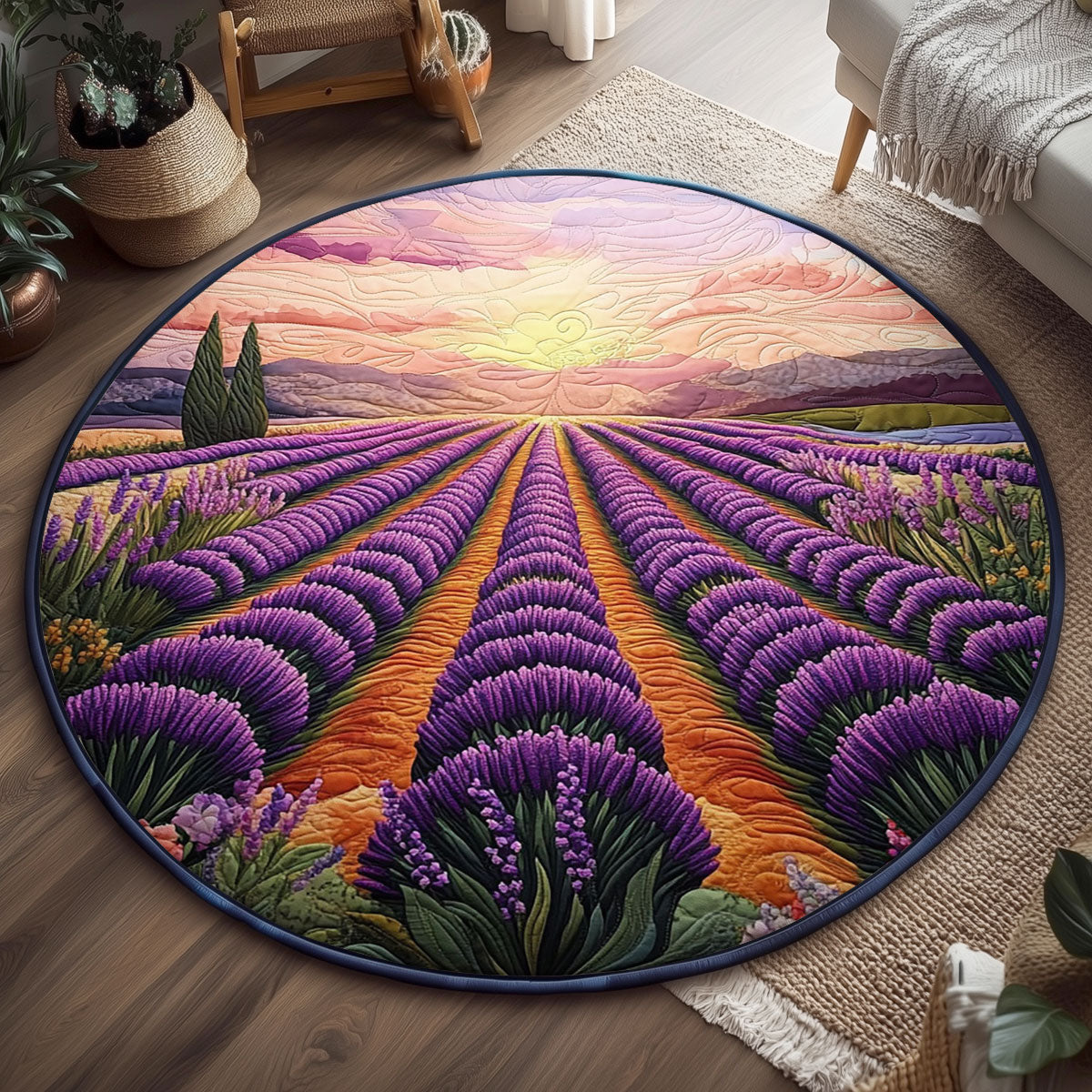 Lavender Garden WJ1604049CL Quilted Round Mat