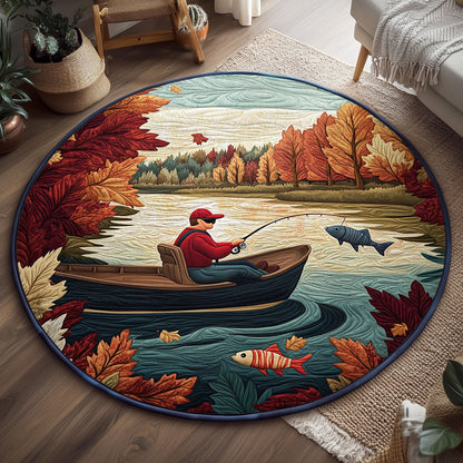 Fishing Old Man WJ0804029CL Quilted Round Mat