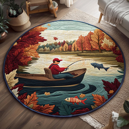 Fishing Old Man WJ0804029CL Quilted Round Mat