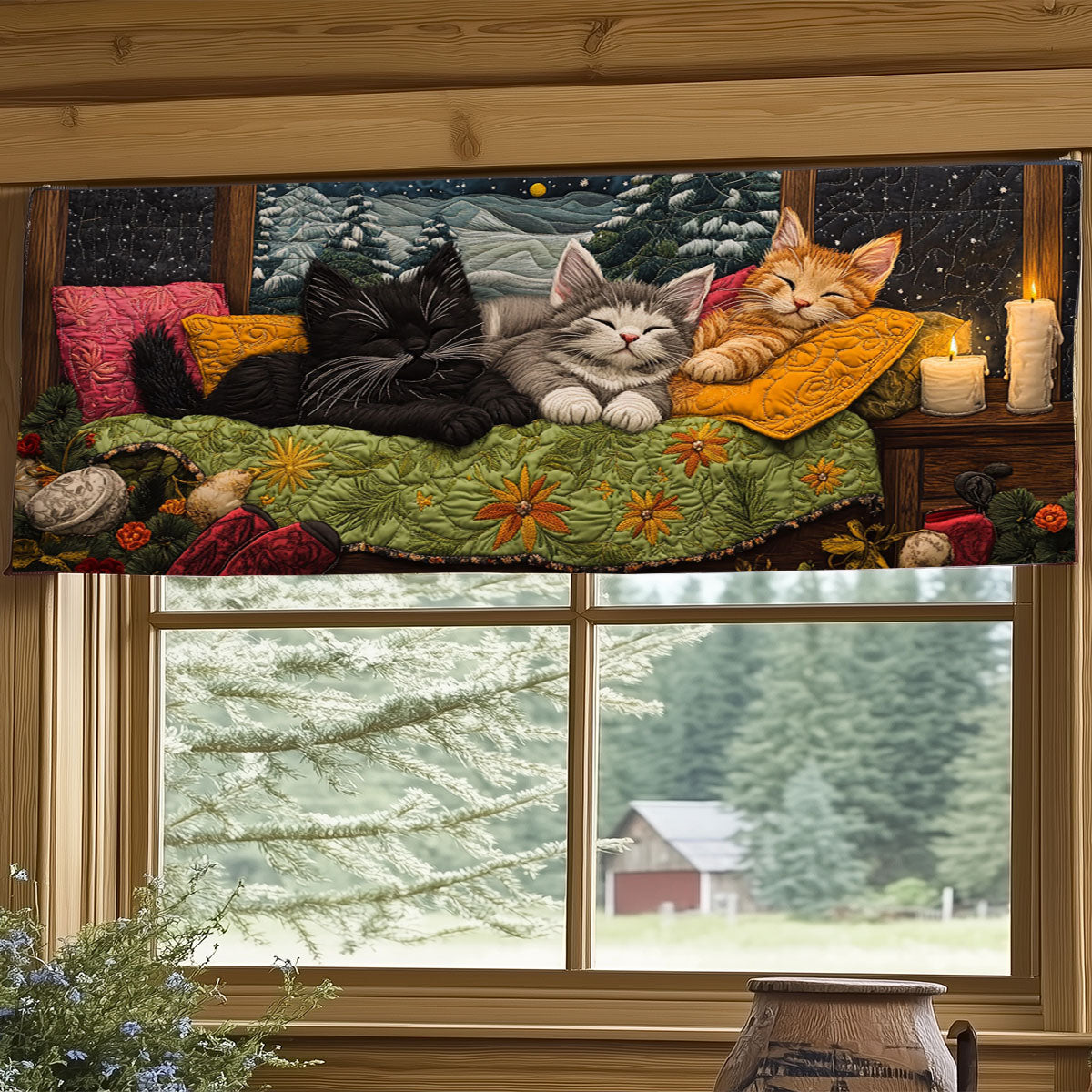 Sleeping Cat WJ1906027CL Quilted Valance
