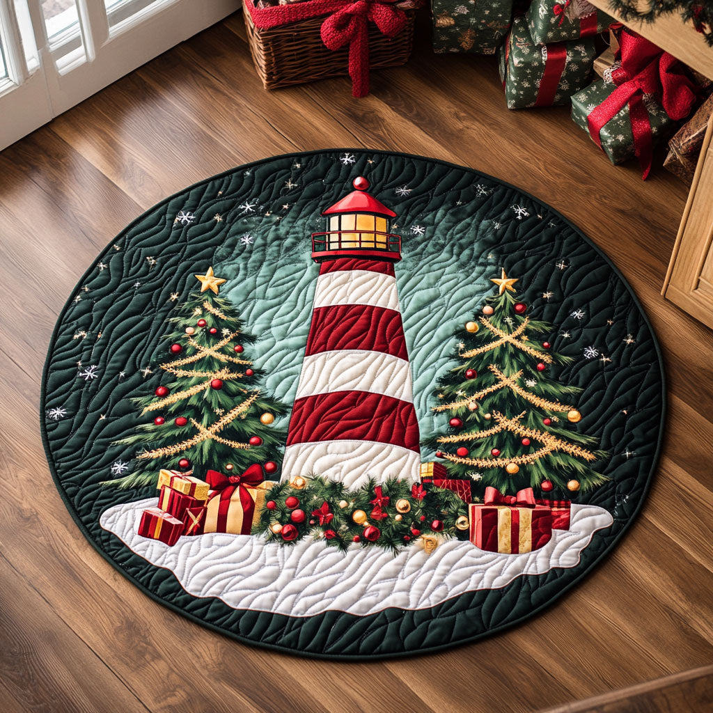 Holiday Lighthouse KL0912029CL Quilted Round Mat