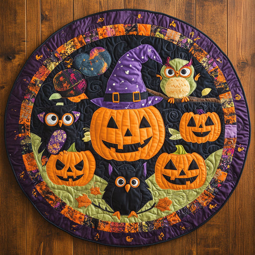 Starry Pumpkin Row WN0108041CL Quilted Round Mat