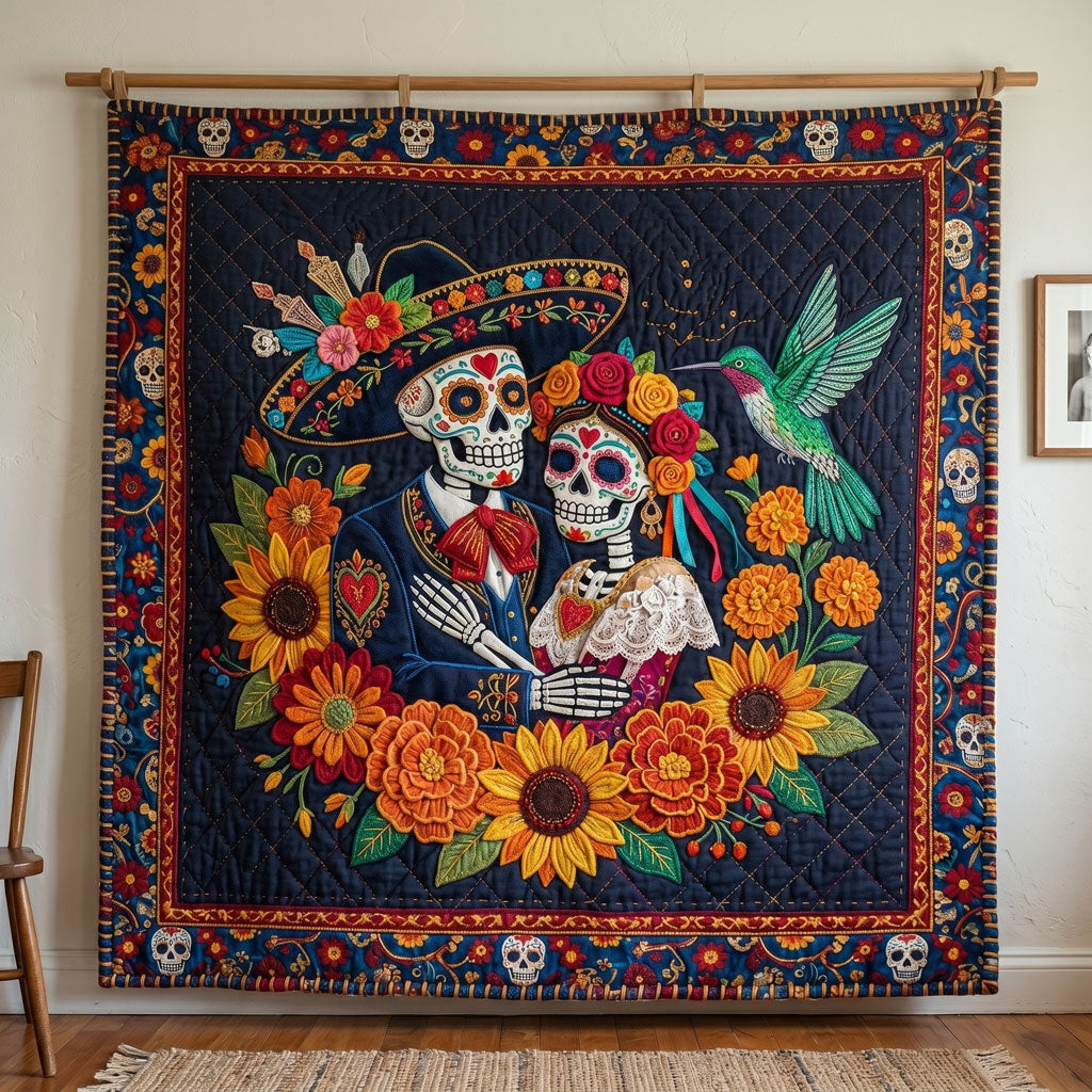 Sugar Skull Sunflower Love WN2804021CL Quilt