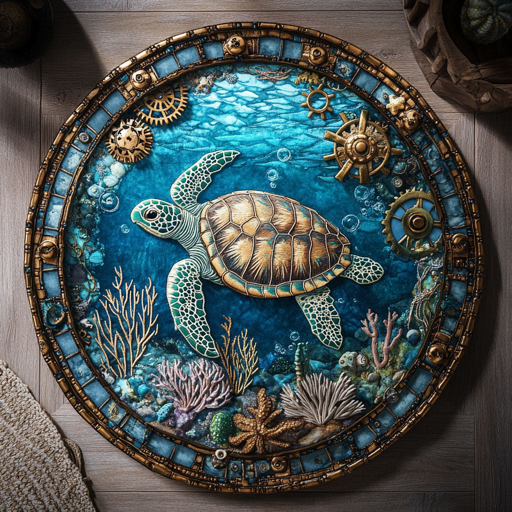 Turtle Whisper WN2406093CL Quilted Round Mat
