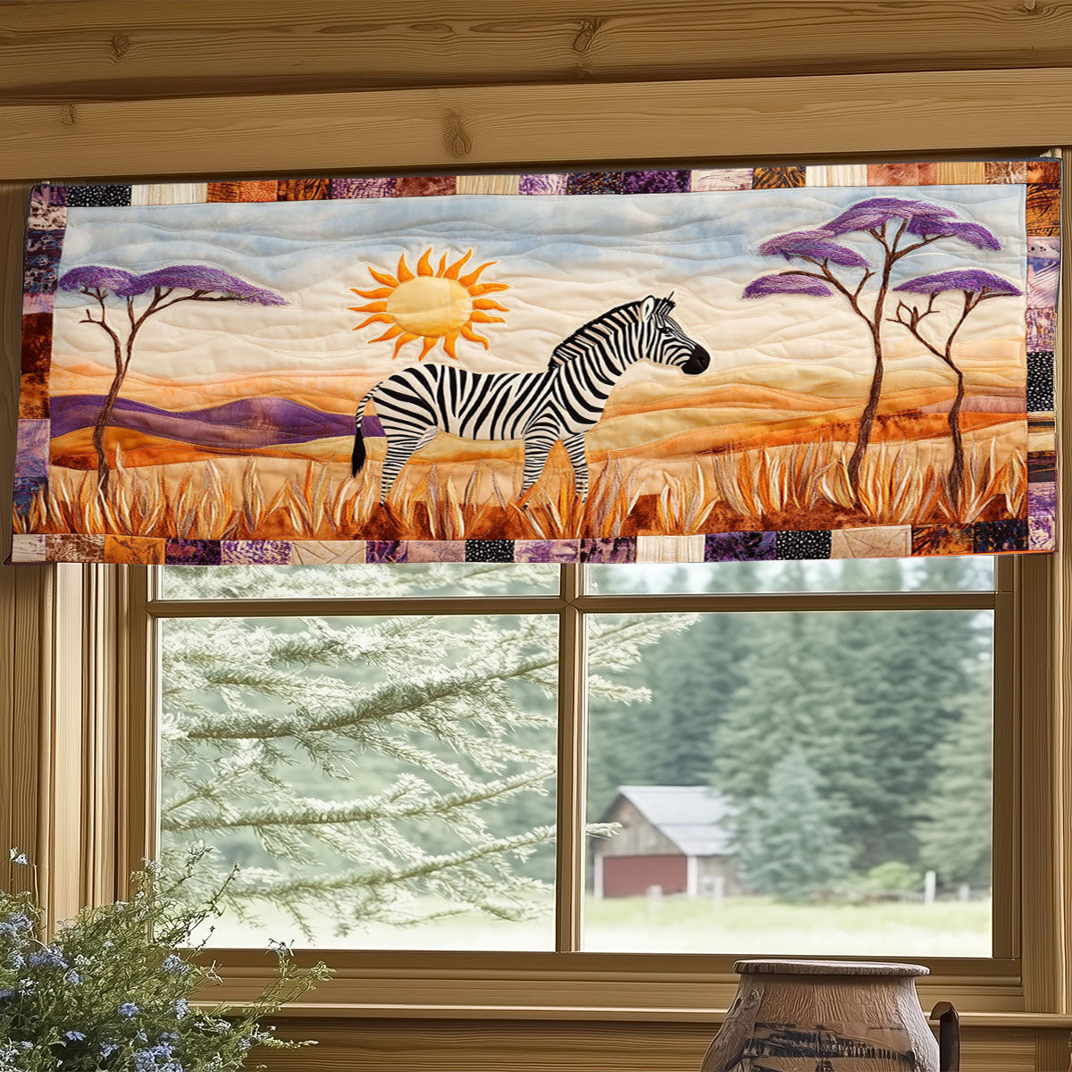 African Savannah Zebra WJ1704042CL Quilted Valance