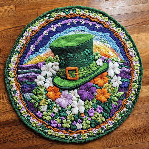 Lucky Shamrock Wishes WN2904083CL Quilted Round Mat