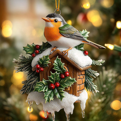 Holly Roof European Robin WN2810045CL Christmas Ornament