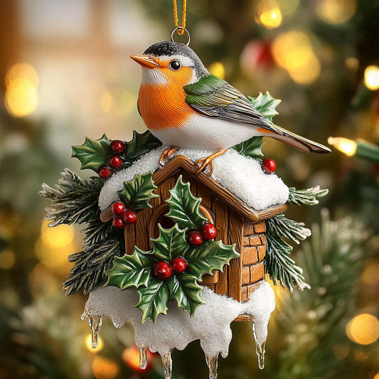 Holly Roof European Robin WN2810045CL Christmas Ornament