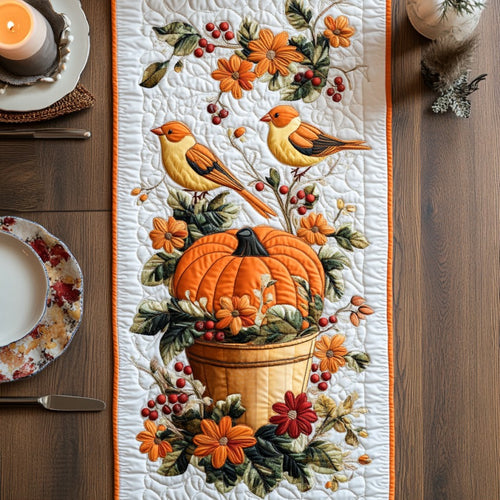 Couple Birds In Autumn XR1609016CL Quilted Table Runner