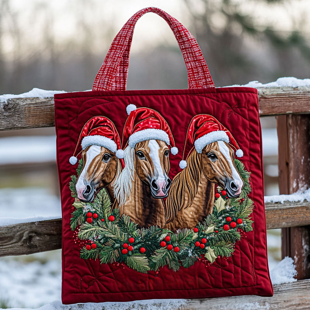 Christmas Horse Parade WN1310003CL Quilted Tote Bag