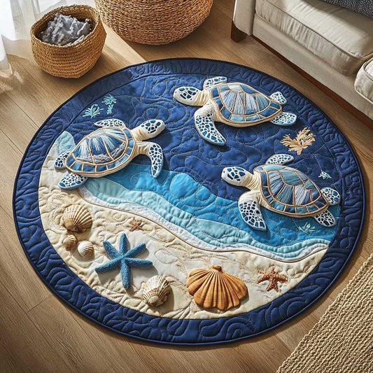 Turtle Tides WN1403018CL Quilted Round Mat