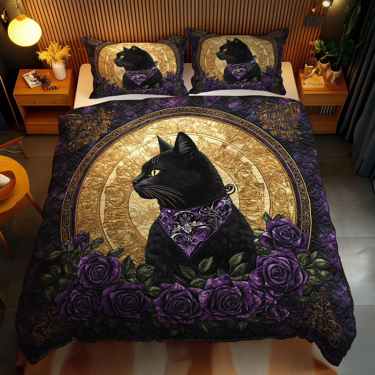 Dark Rose Cat WN0803084CL Duvet Cover Set