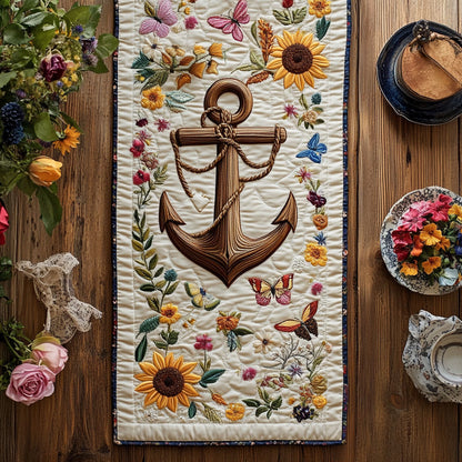 Floral Anchor WN0407100CL Quilted Table Runner