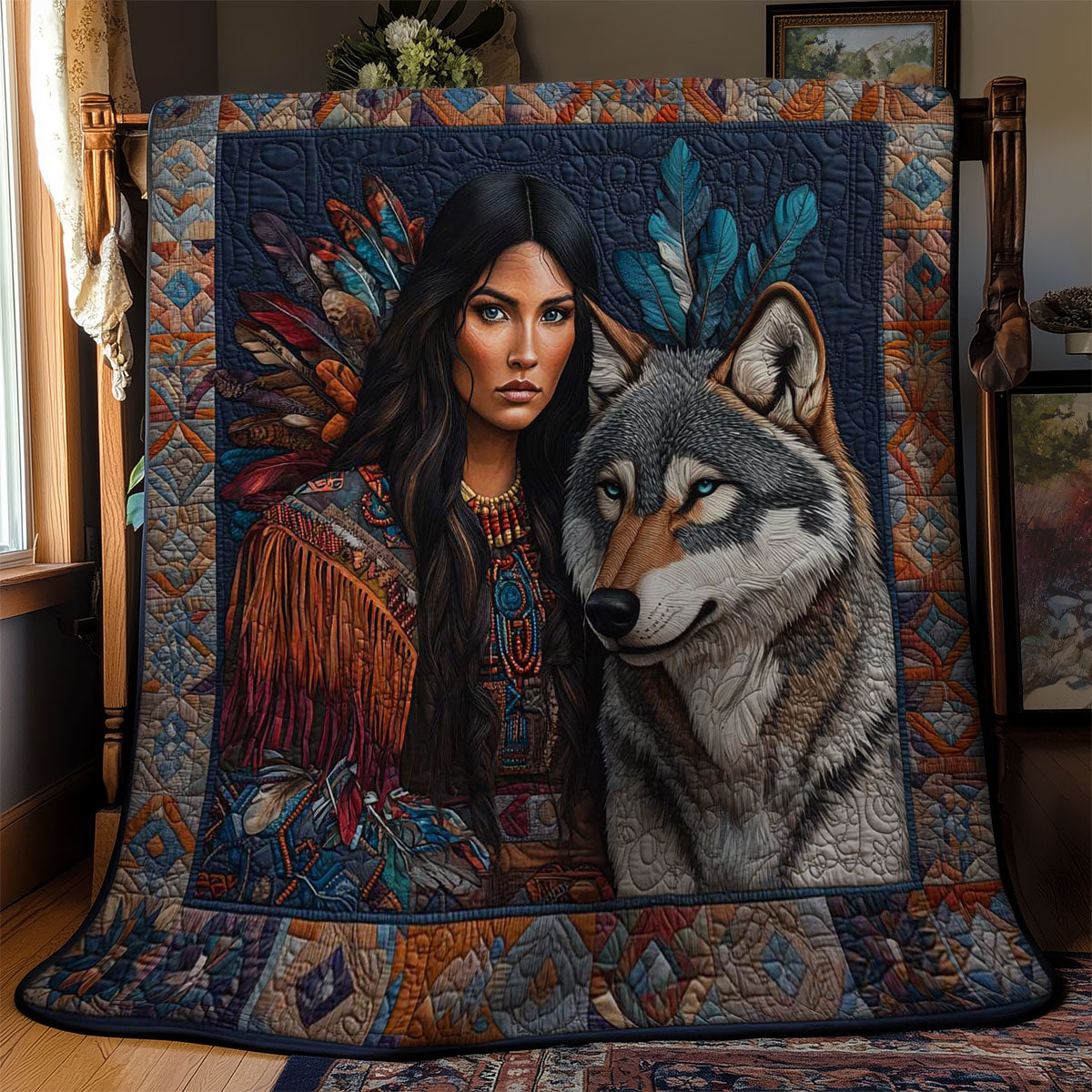 Harmony Of Woman And Wolf WN2201013CL Quilt