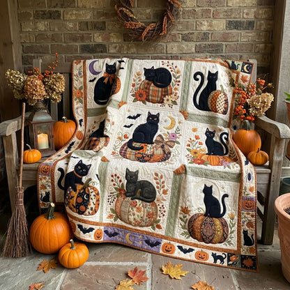 Halloween Black Cats And Pumpkins WN1906006CL Quilt