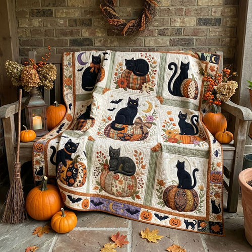 Halloween Black Cats And Pumpkins WN1906006CL Quilt