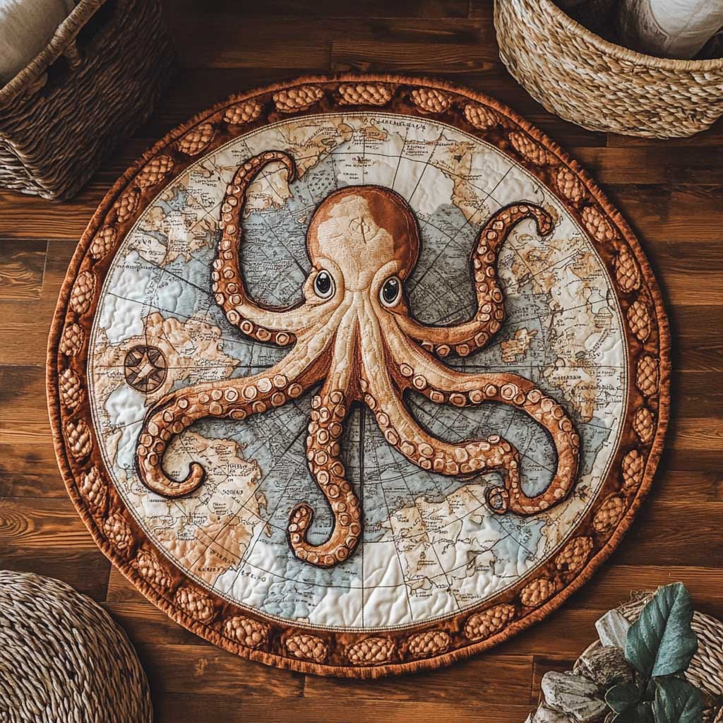 Wandering Octopus WN0905049CL Quilted Round Mat