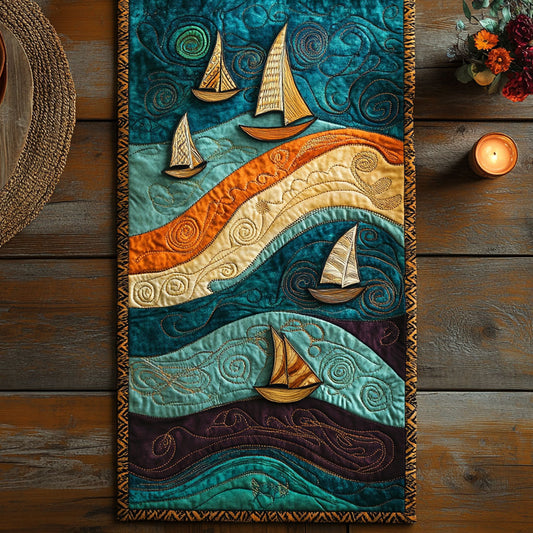 Sailboat Ripple Song WN2006034CL Quilted Table Runner