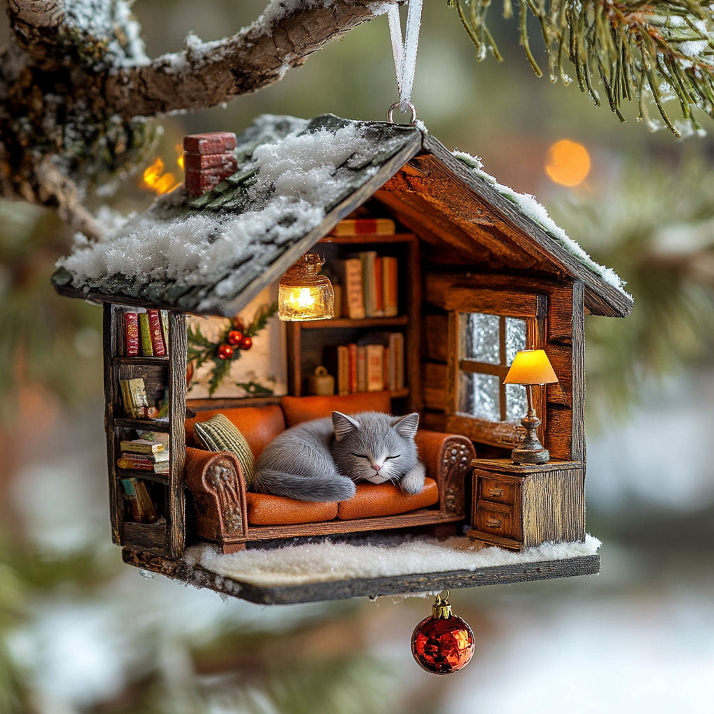 Cat Winter Dream WN2611017CL Christmas Ornament