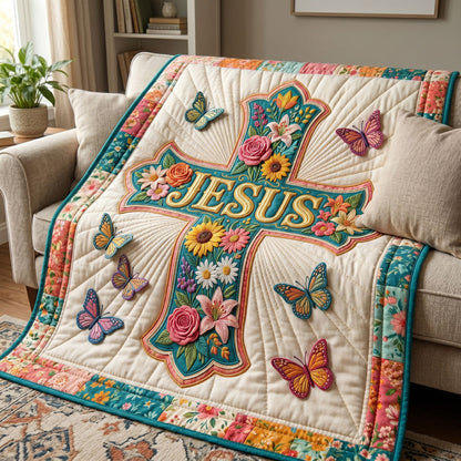 Blooming Faith Cross WN1704003CL Quilt