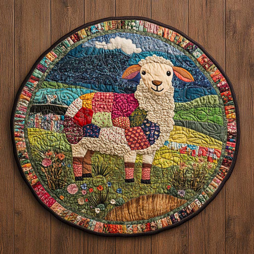 Round Sheep WN1905044CL Quilted Round Mat