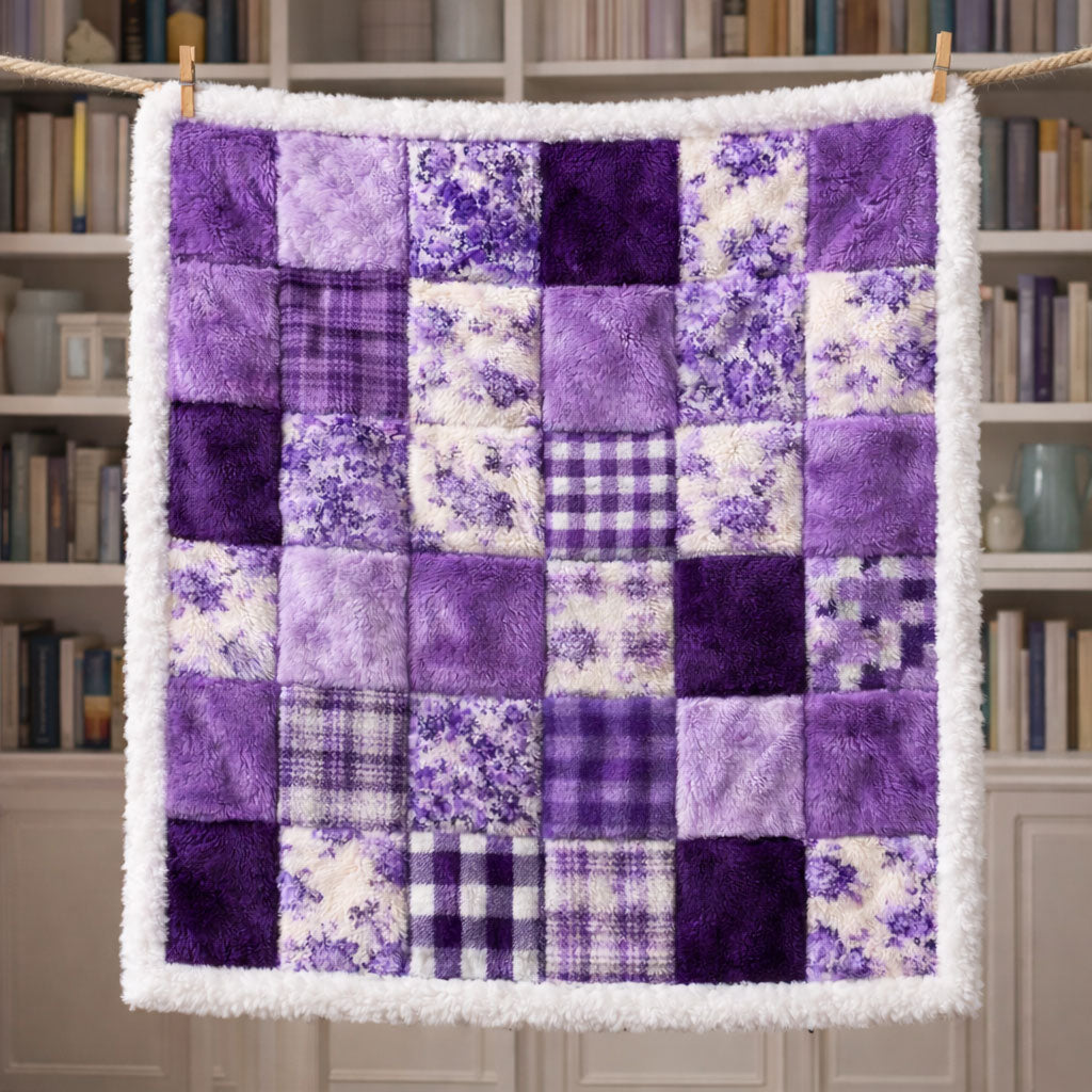 Purple Patchwork CW2901002CL Faux Fur Throw Blanket