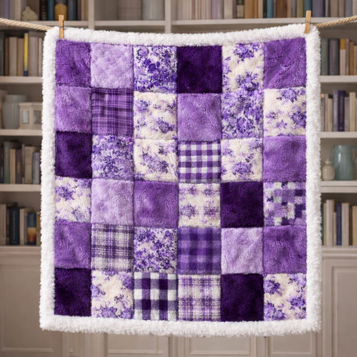 Purple Patchwork CW2901002CL Faux Fur Throw Blanket