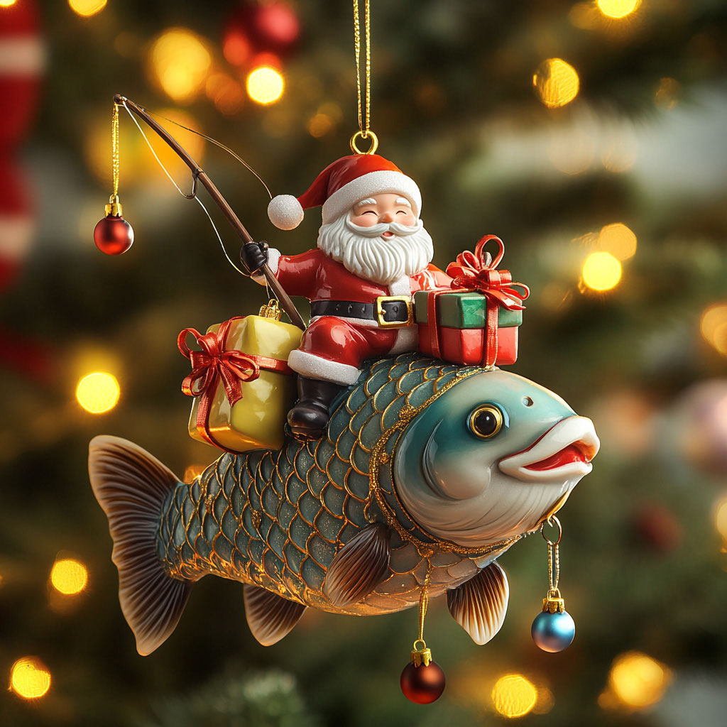 Holly Lake Fishing WN0411051CL Christmas Ornament