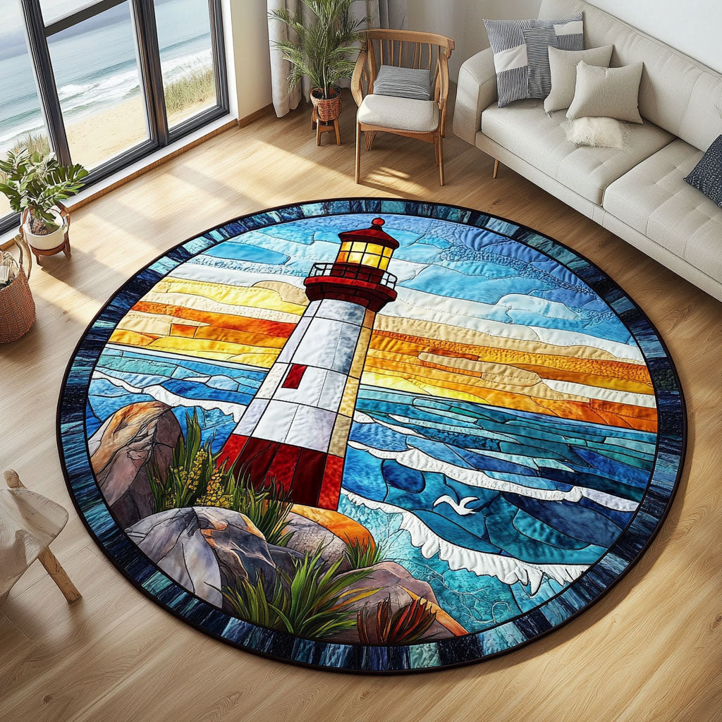 Golden Dawn Lighthouse CW1301148CL Quilted Round Mat