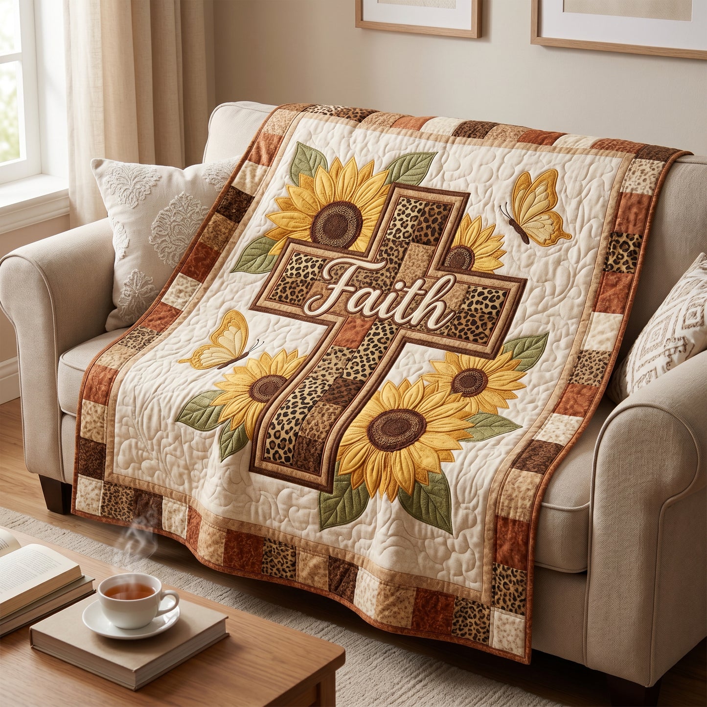 Leopard Cross Sunflower XR2204021CL Quilt