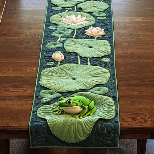 Frog's Tranquil Spot CP2904019CL Quilted Table Runner