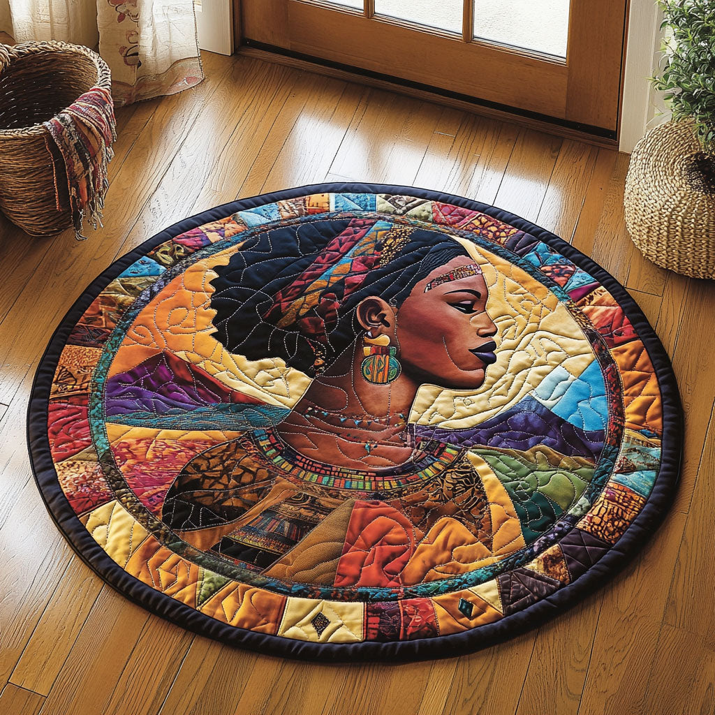 Indian Woman Portrait WJ0407042CL Quilted Round Mat