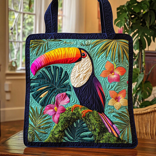 Vibrant Tropical Toucan QA0712027CL Quilted Tote Bag