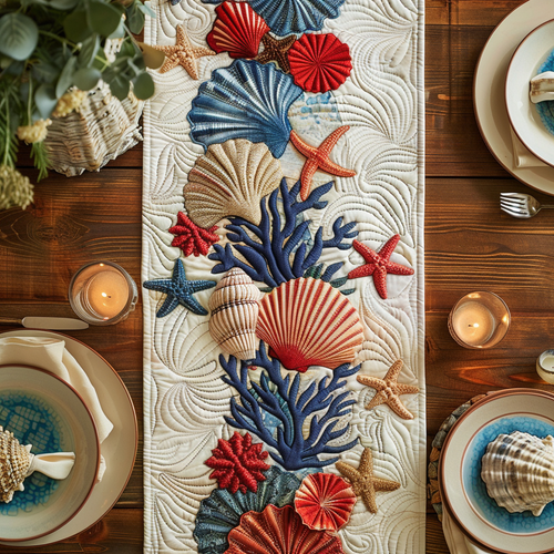 Beach Time XR2104003CL Quilted Table Runner