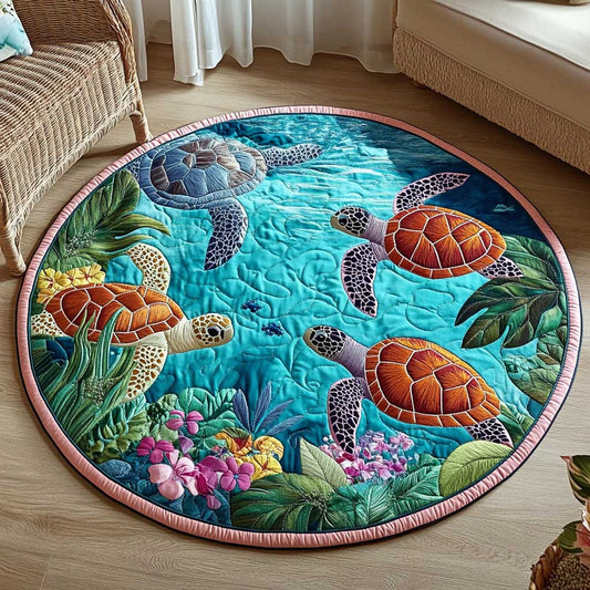 Sacred Turtle WN1403027CL Quilted Round Mat