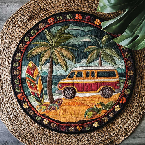 Beach Van Escape WN2304016CL Quilted Round Mat