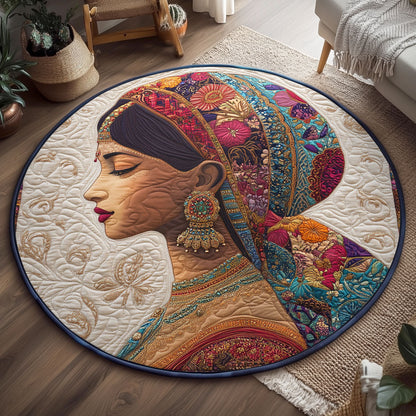 Indian Woman Portrait WJ0407043CL Quilted Round Mat