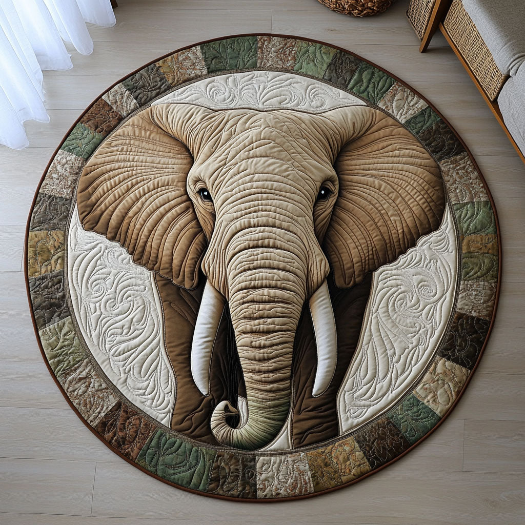 Cozy Elephant CW1201053CL Quilted Round Mat