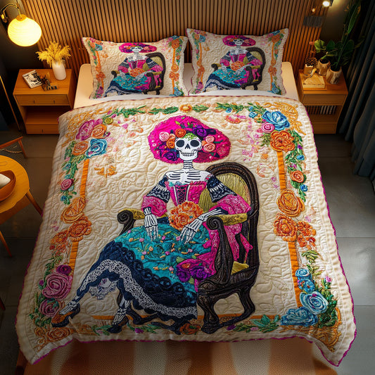 Floral Skeleton Queen WN0703084CL Duvet Cover Set