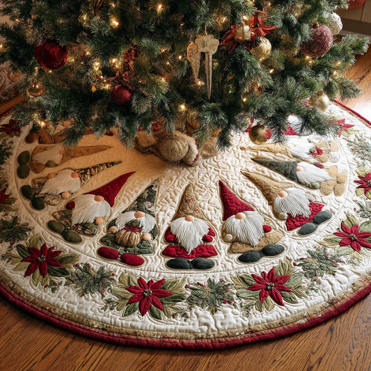 Peaceful Gnome CW1510047CL Quilted Christmas Tree Skirt