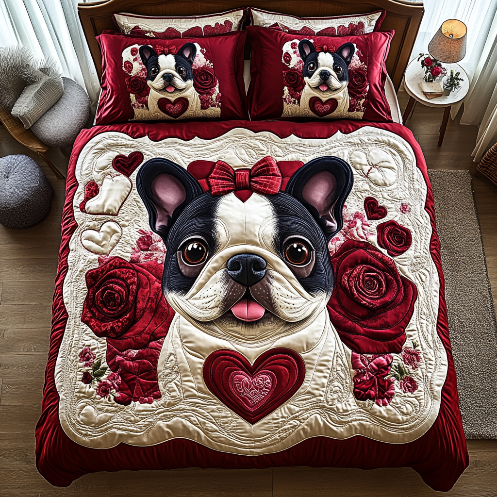 Frenchie And Roses XR2912008CL Duvet Cover Set