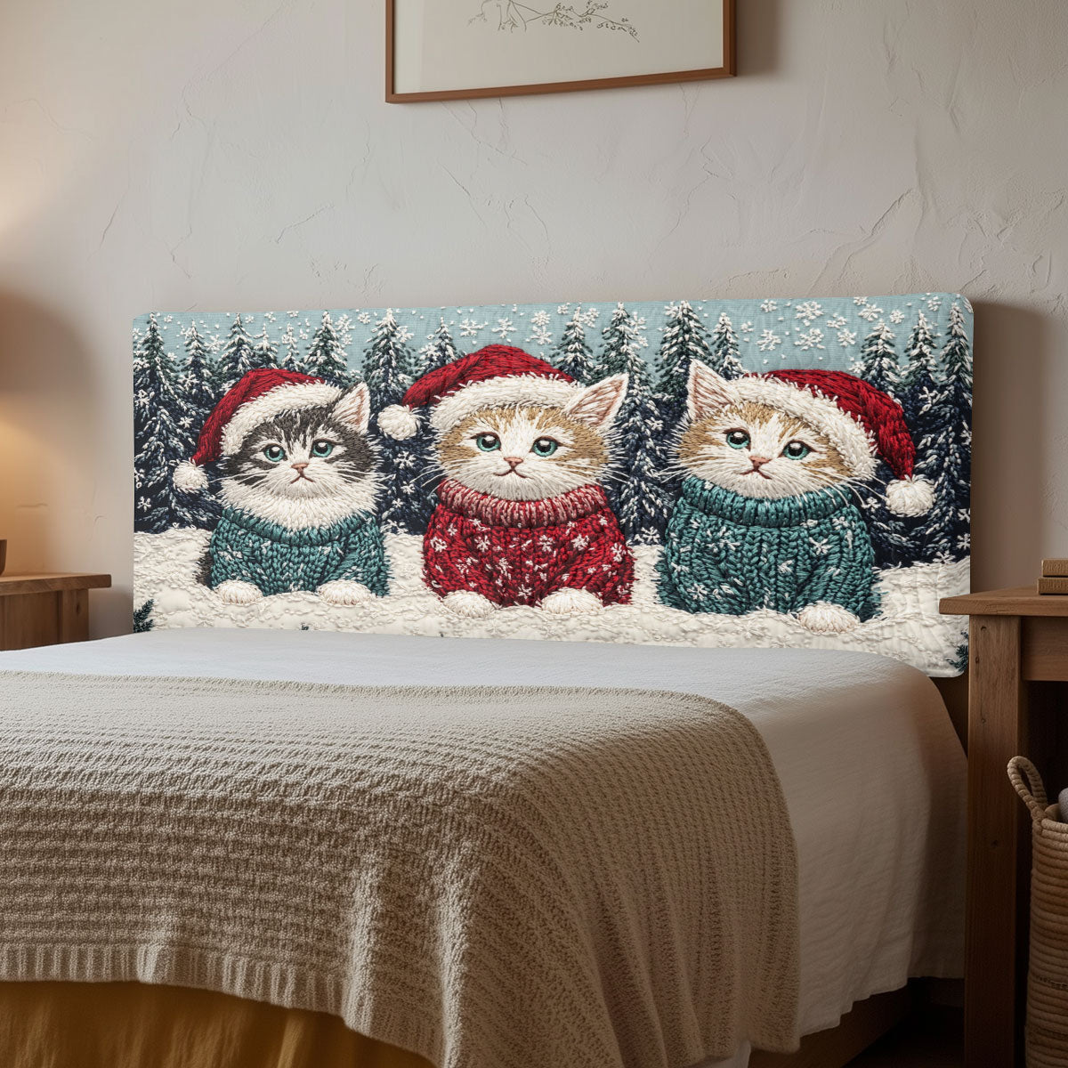 Three Holiday Cat CW2312026CL Quilted Headboard Slipcover