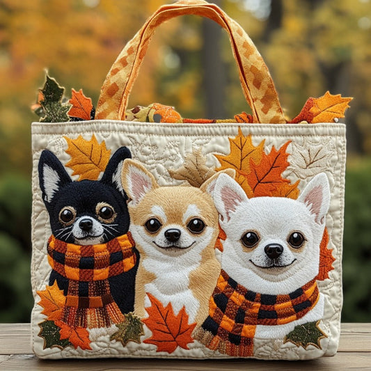 Autumn Chihuahua XR2209020CL Quilted Tote Bag