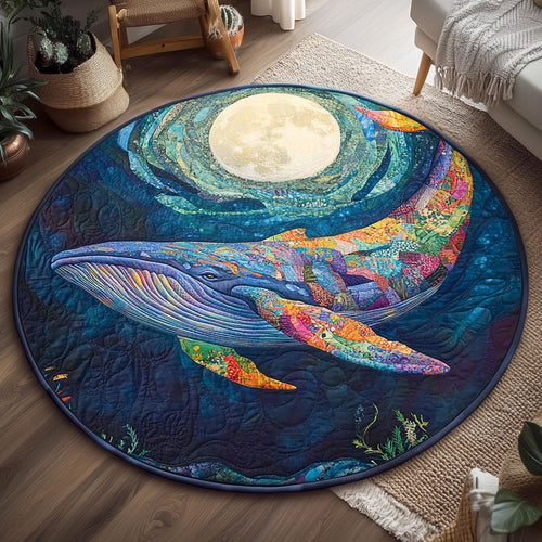 Under The Moon Whale WJ0804034CL Quilted Round Mat