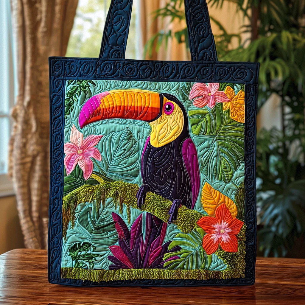 Vibrant Tropical Toucan QA0712030CL Quilted Tote Bag