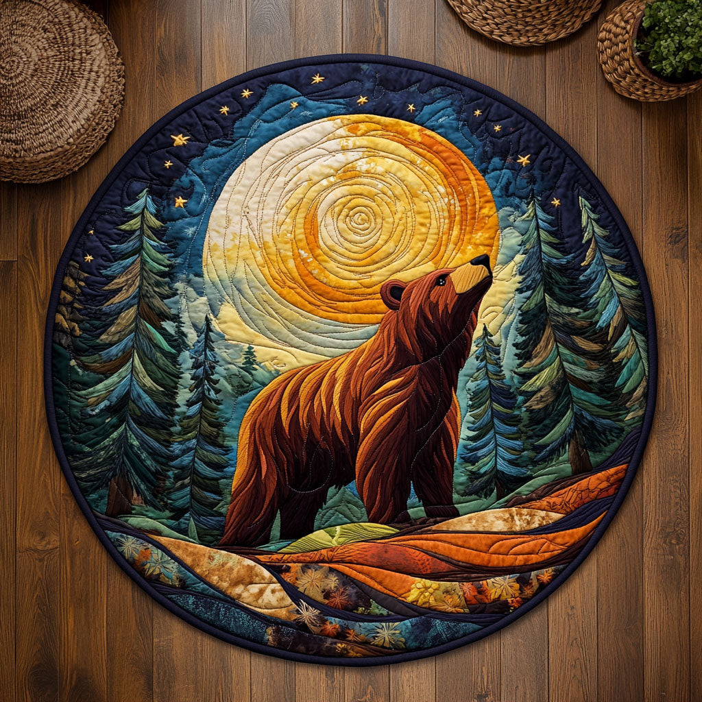 Wild Bear Night WJ3006049CL Quilted Round Mat