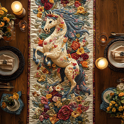 Midnight Flower Horse WN1606039CL Quilted Table Runner