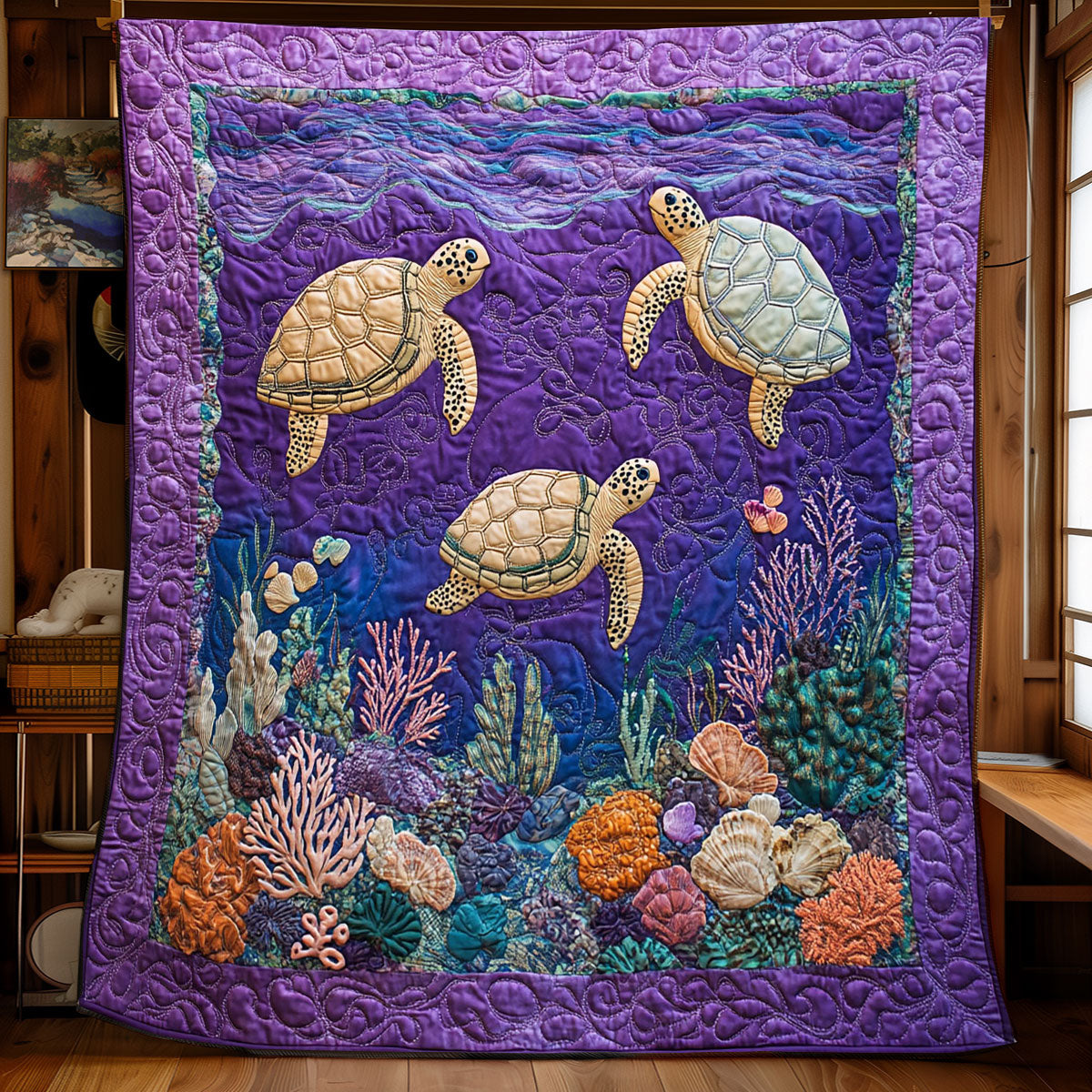 Cute Little Turtle WP1403063CL Quilt