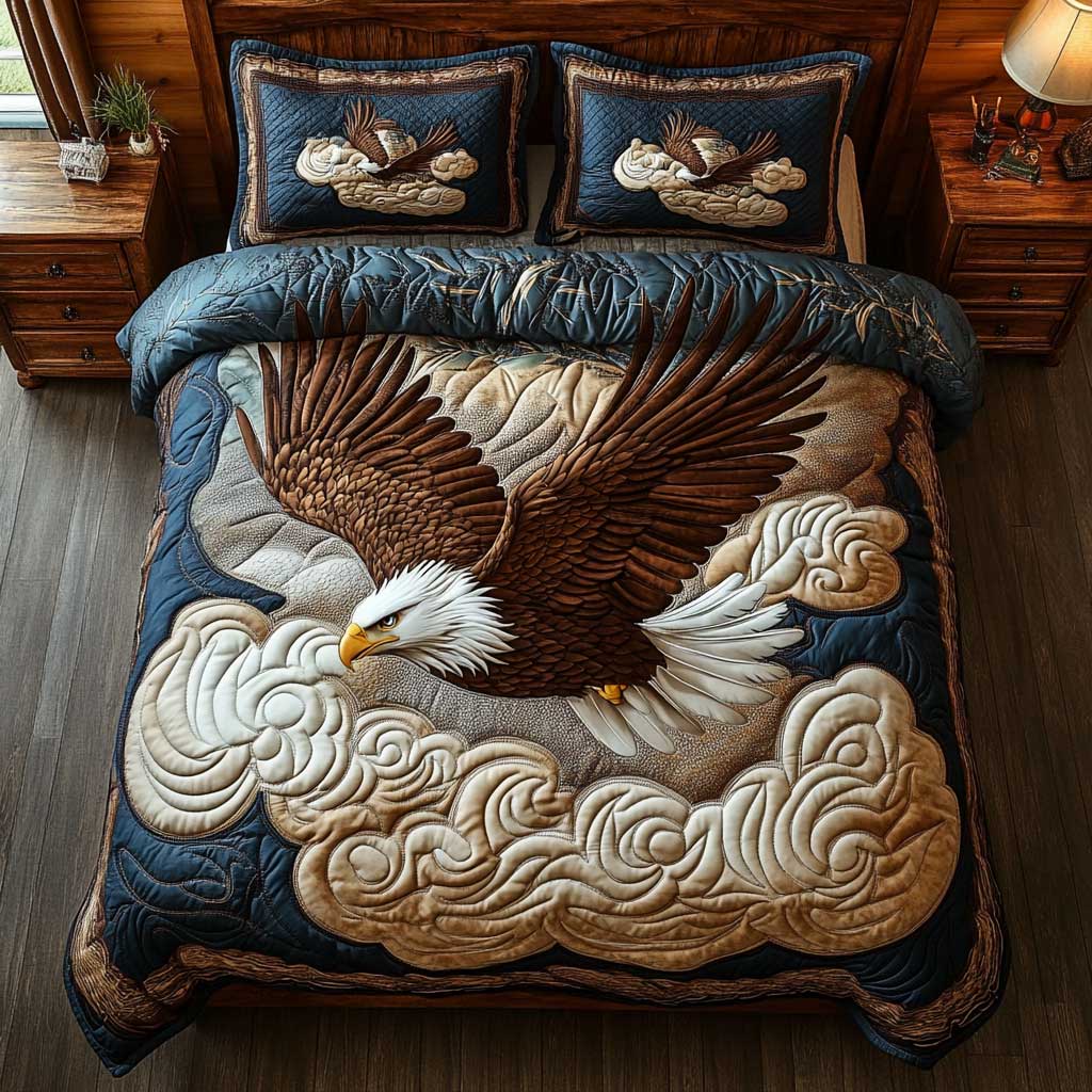 Blissful Bald Eagle WP2001063CL Duvet Cover Set